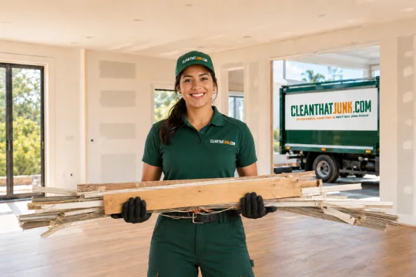 Construction and moving debris cleared from a new-build home in Minneola, Florida